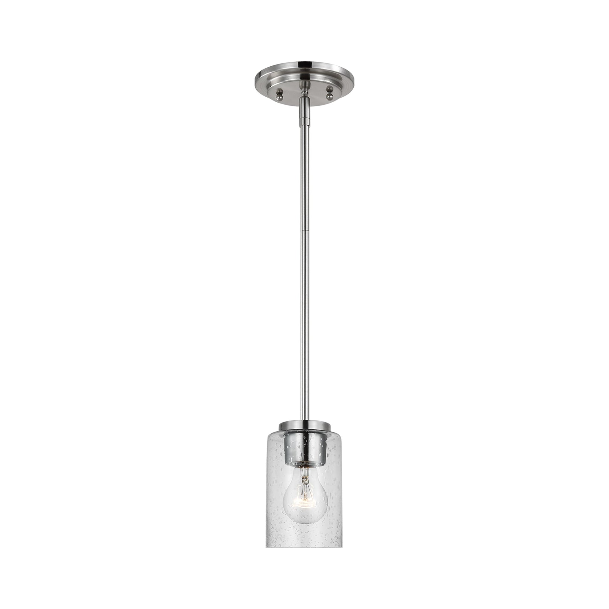 Oslo Mini Pendant Light in Brushed Nickel (Clear Seeded).