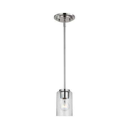 Oslo Mini Pendant Light in Brushed Nickel (Clear Seeded).