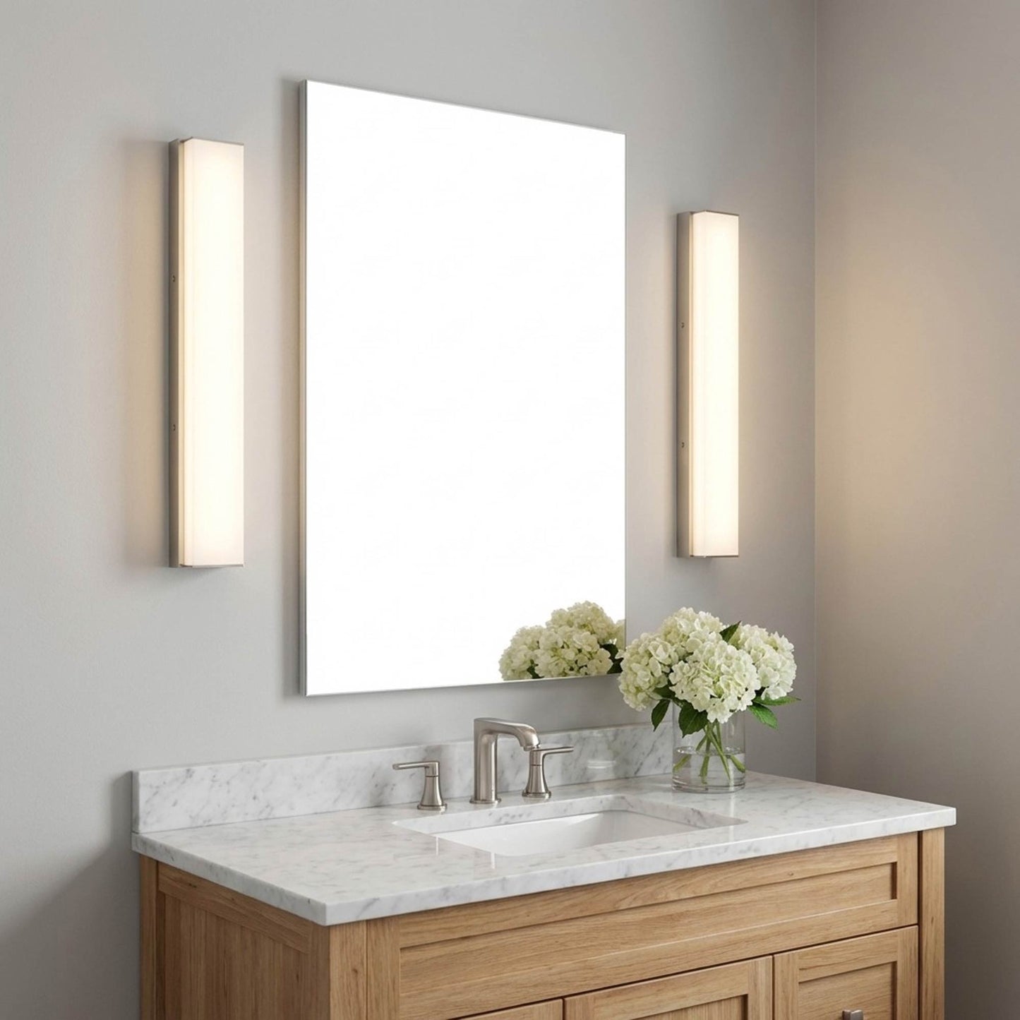Panna LED Bath Vanity Light in bathroom.