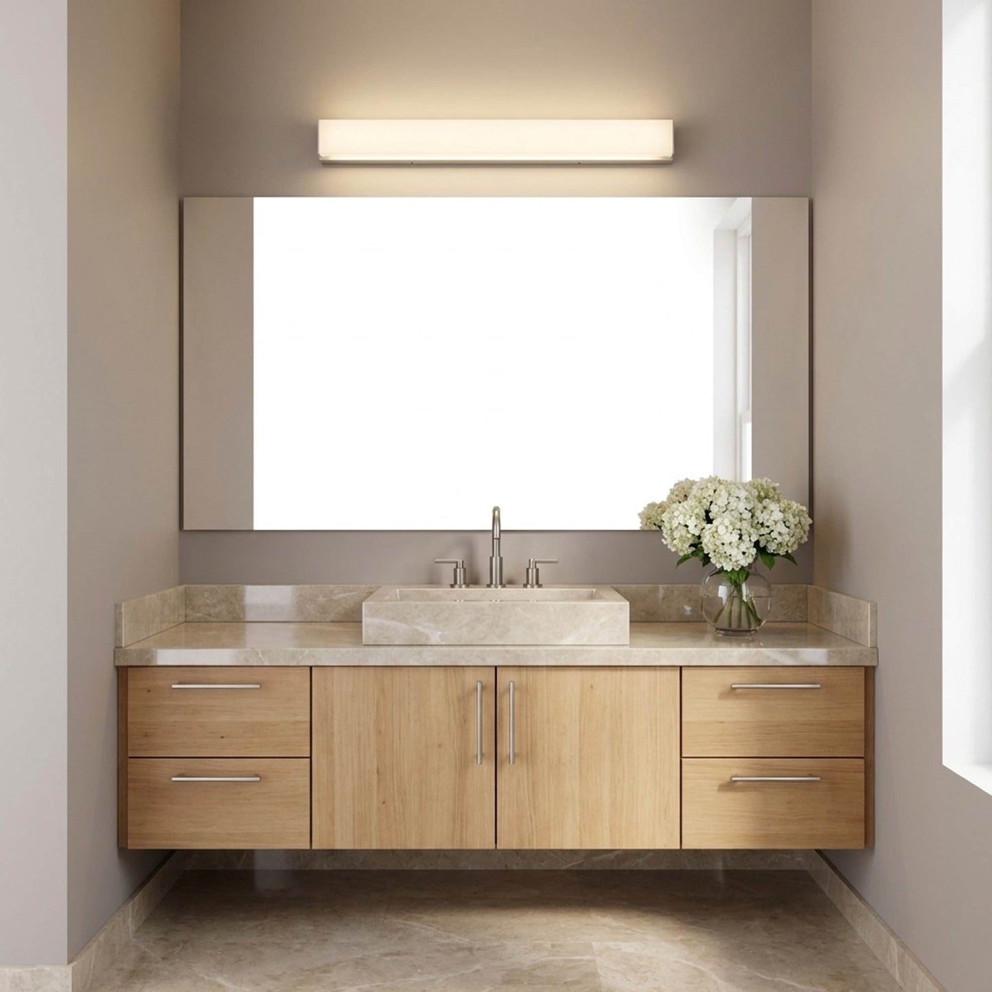 Panna LED Bath Vanity Light in bathroom.