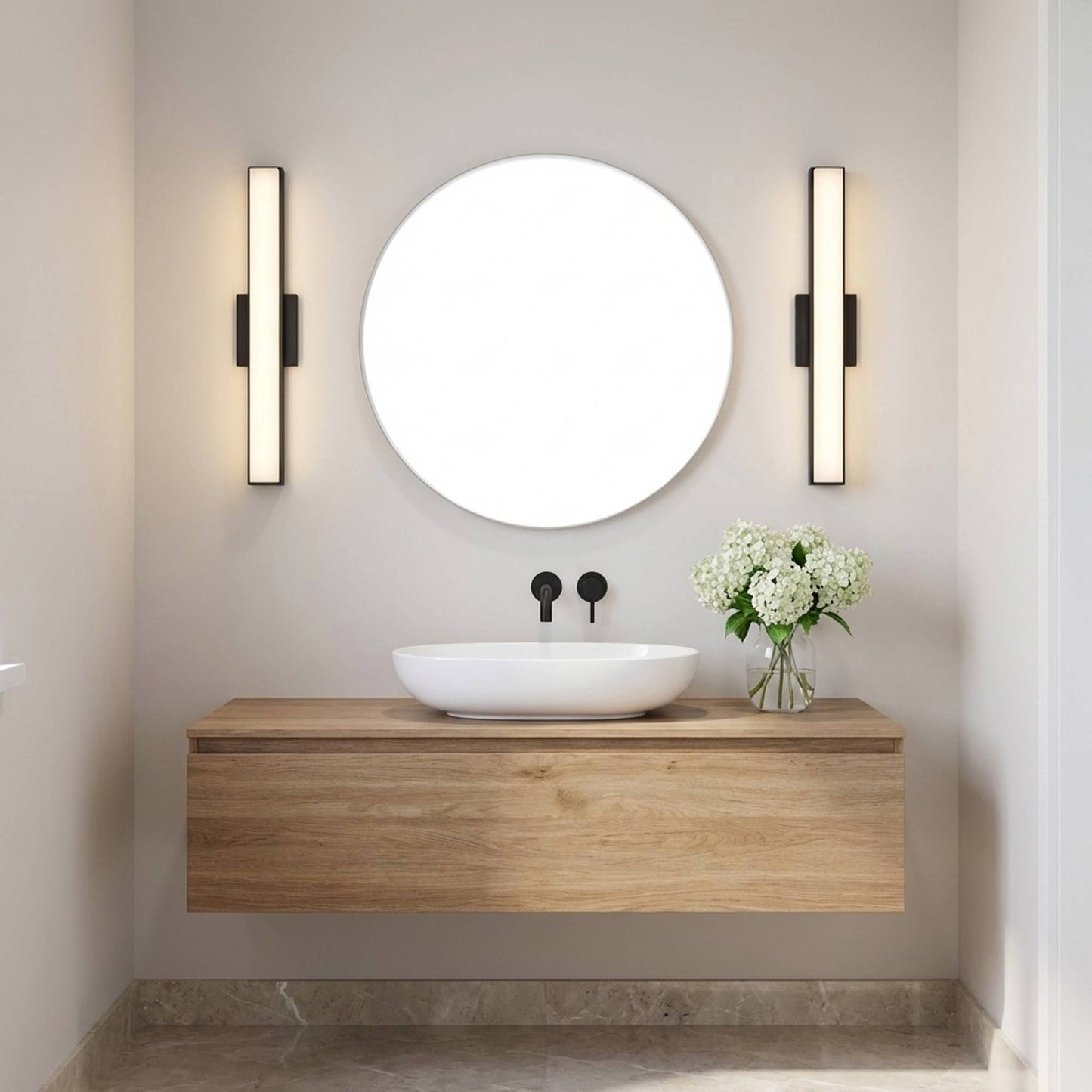 Panna LED Bath Vanity Light in bathroom.