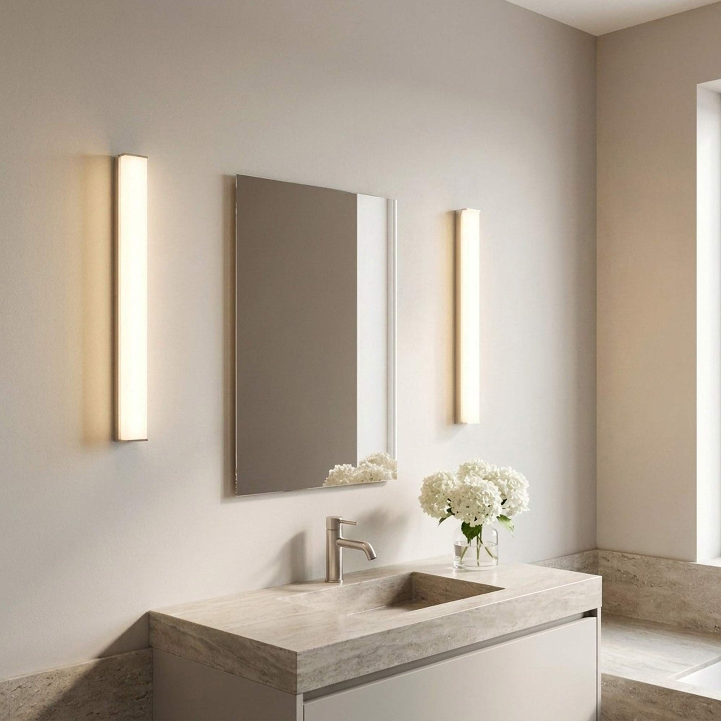 Panna LED Bath Vanity Light in bathroom.
