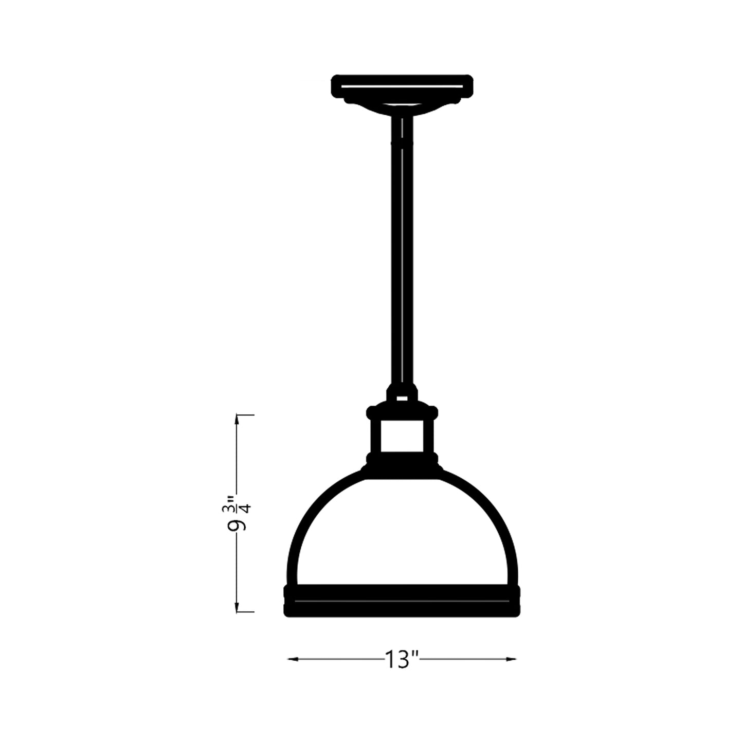 Pratt Street Metal Pendant Light - line drawing.