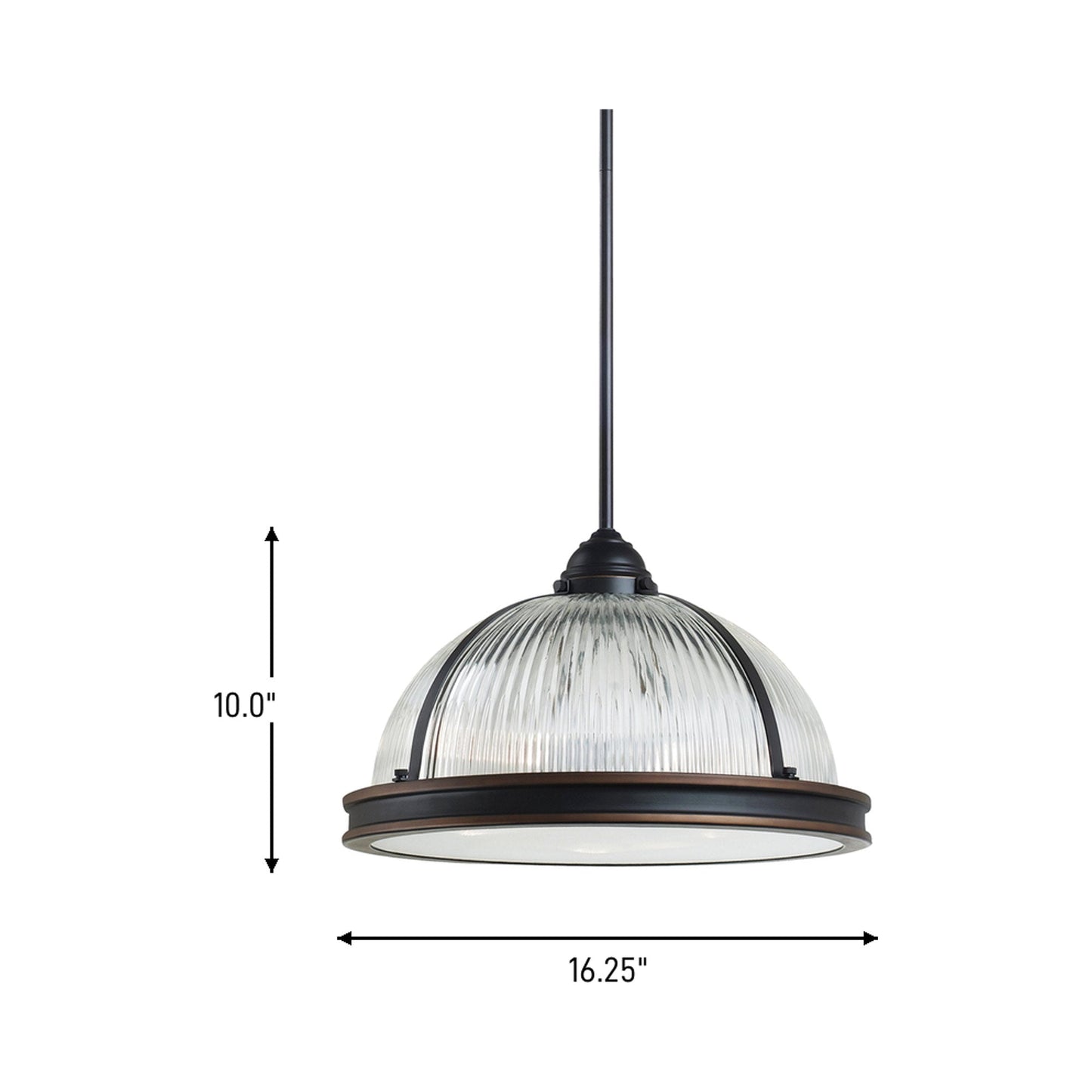 Pratt Street Prismatic Pendant Light - line drawing.