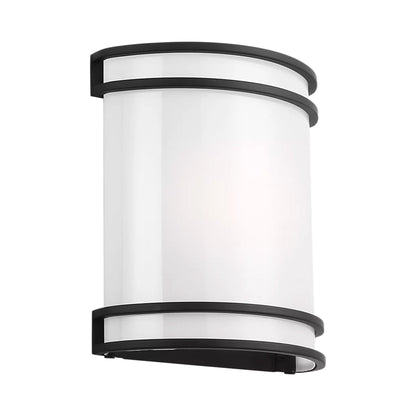 Ravel Outdoor LED Wall Light in Midnight Black.
