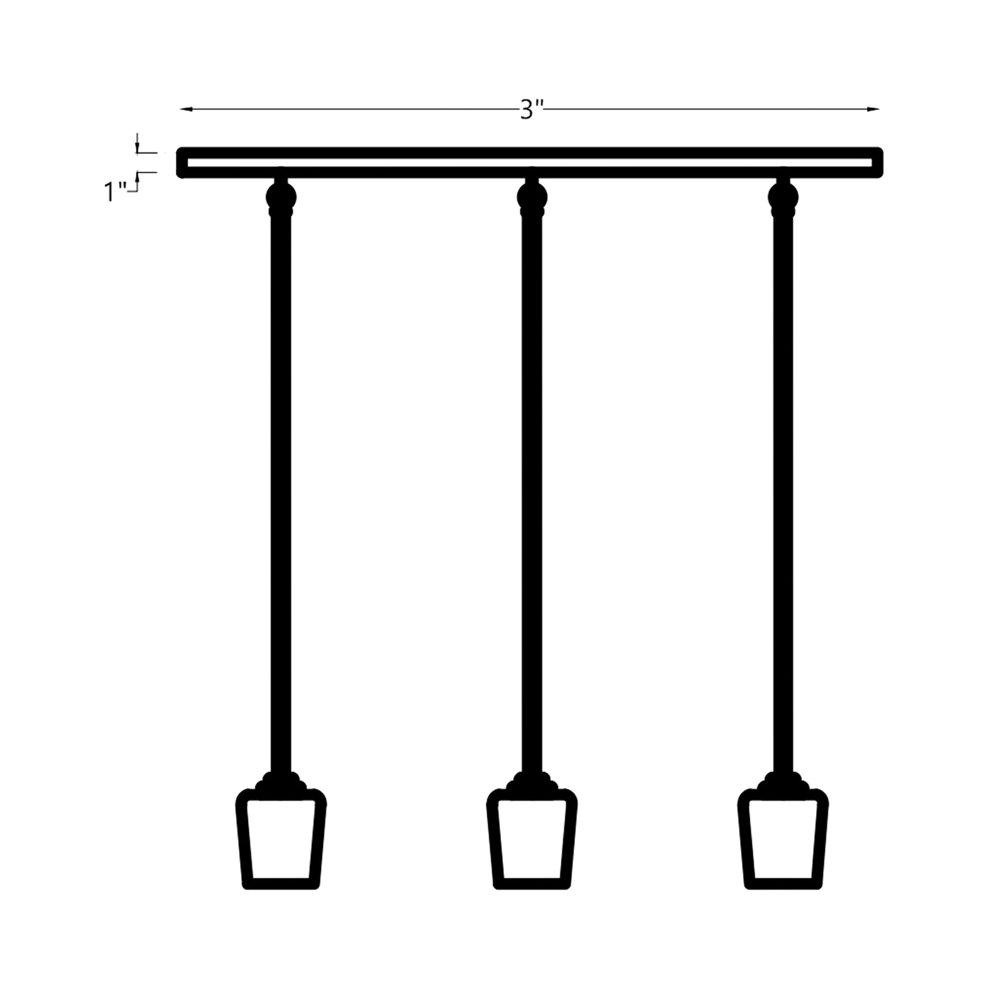 Rectangular Cluster Multi-Port Linear Canopy - line drawing.