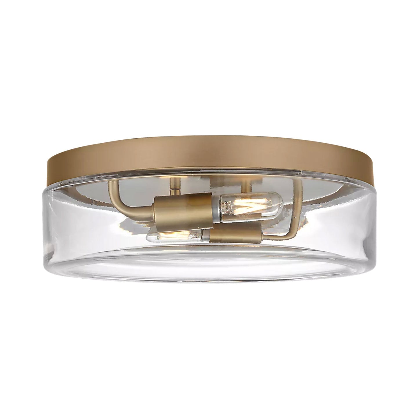 Rhett Flush Mount Ceiling Light in Satin Brass.