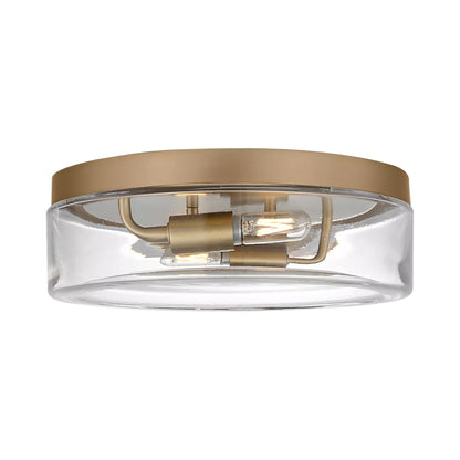 Rhett Flush Mount Ceiling Light in Satin Brass.
