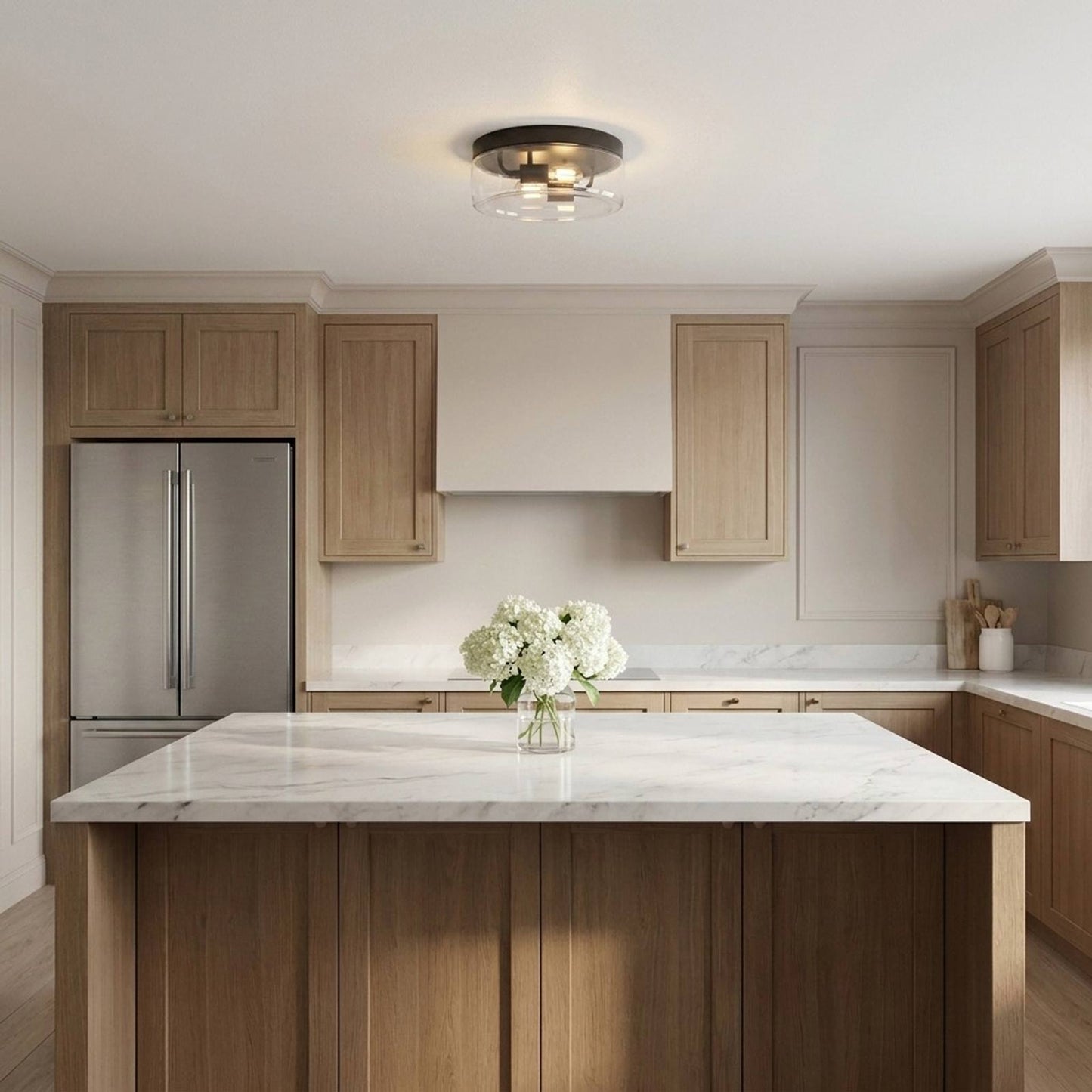 Rhett Flush Mount Ceiling Light in kitchen.