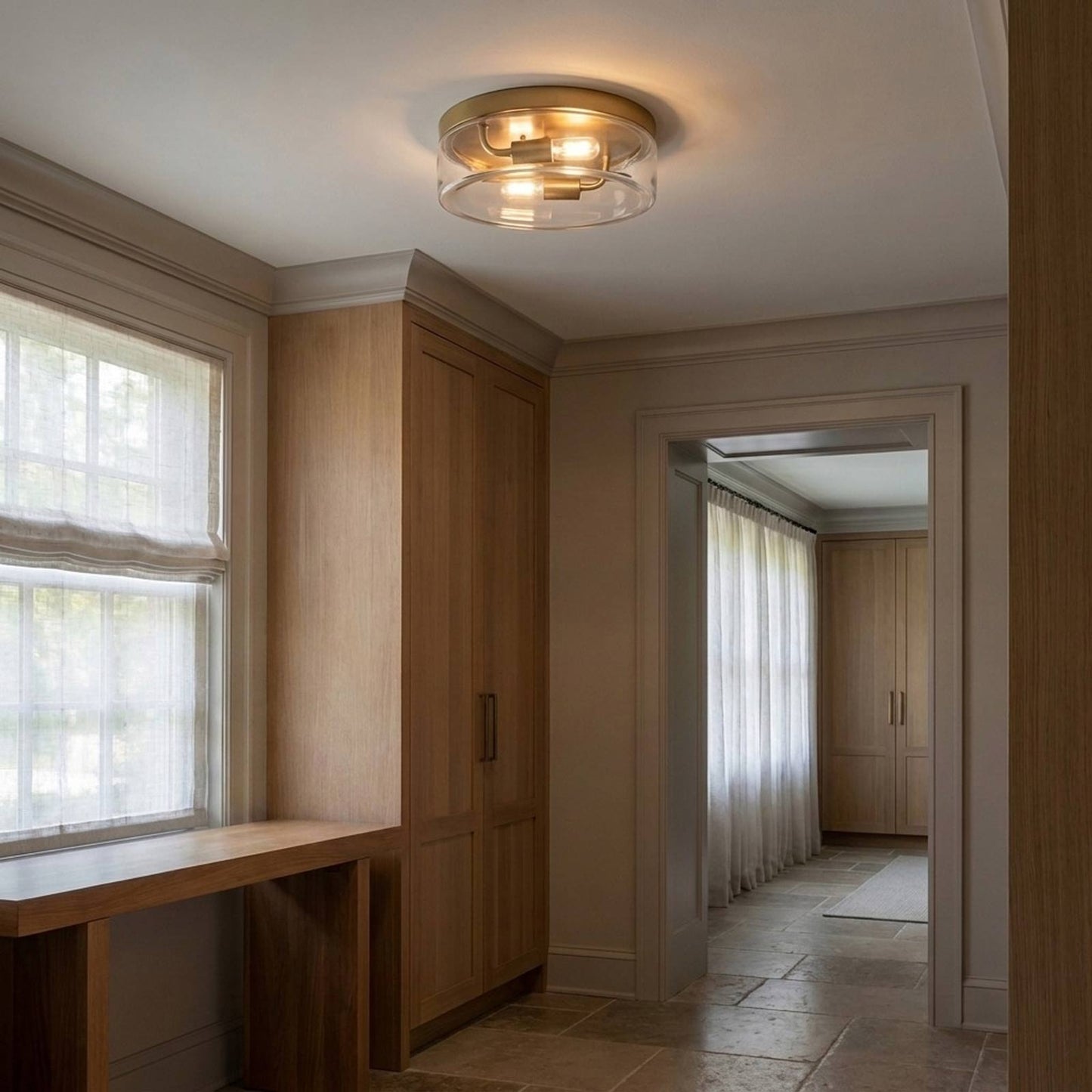 Rhett Flush Mount Ceiling Light in living room.