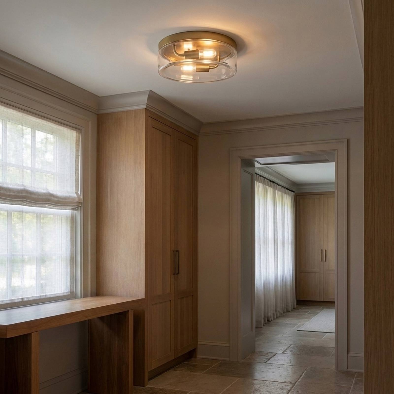 Rhett Flush Mount Ceiling Light in living room.