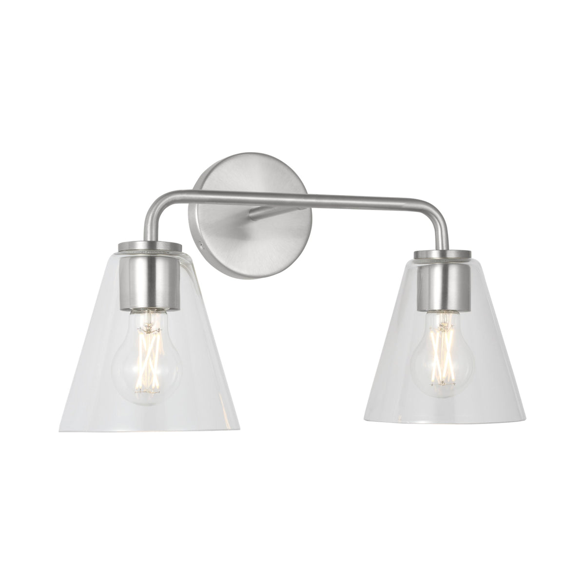 Senda Bath Vanity Light in Brushed Nickel/Clear Glass (2-Light).