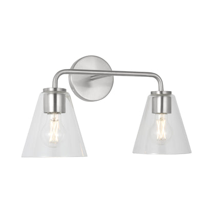 Senda Bath Vanity Light in Brushed Nickel/Clear Glass (2-Light).