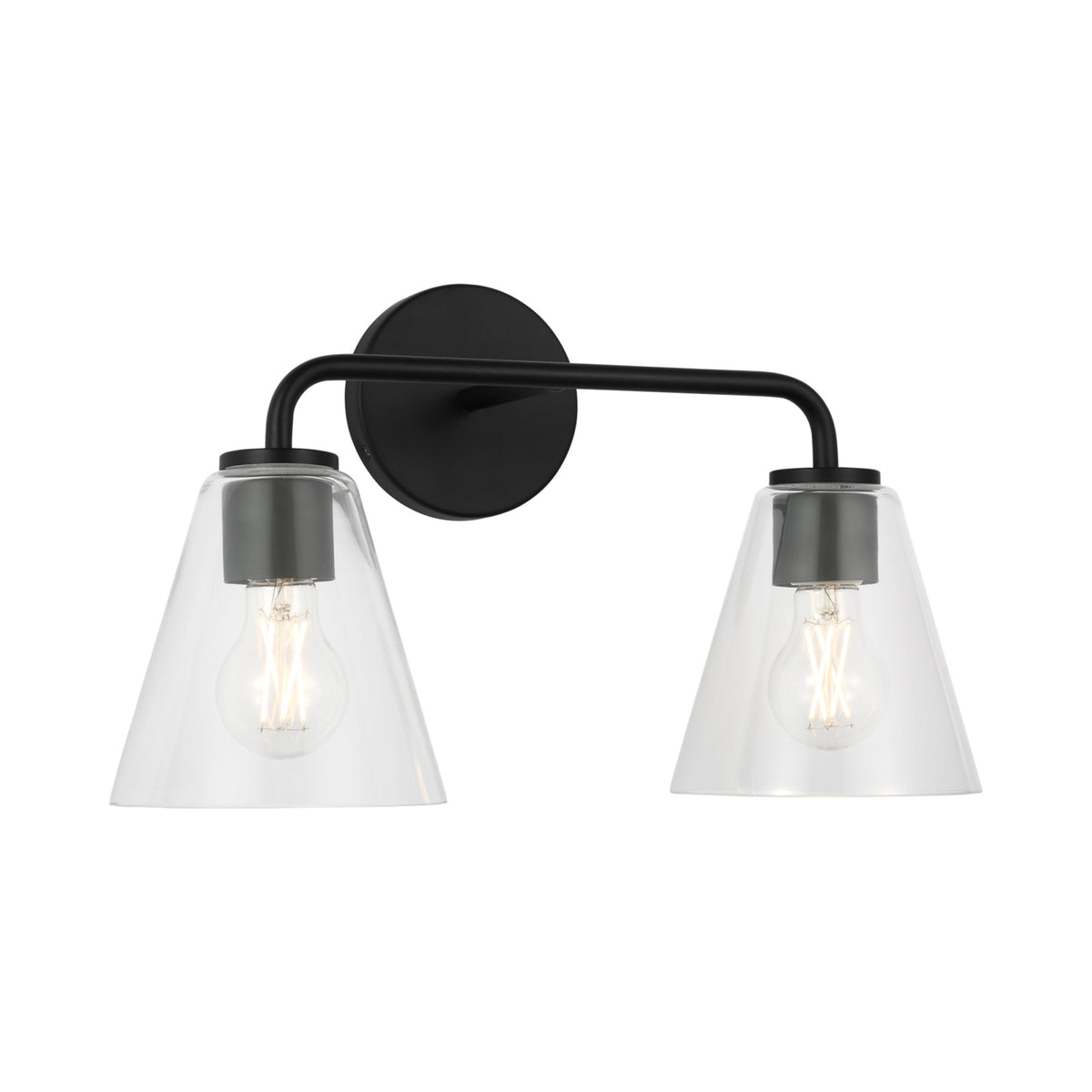 Senda Bath Vanity Light in Midnight Black/Clear Glass (2-Light).