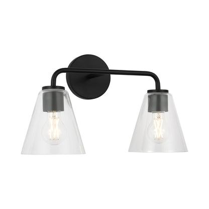 Senda Bath Vanity Light in Midnight Black/Clear Glass (2-Light).