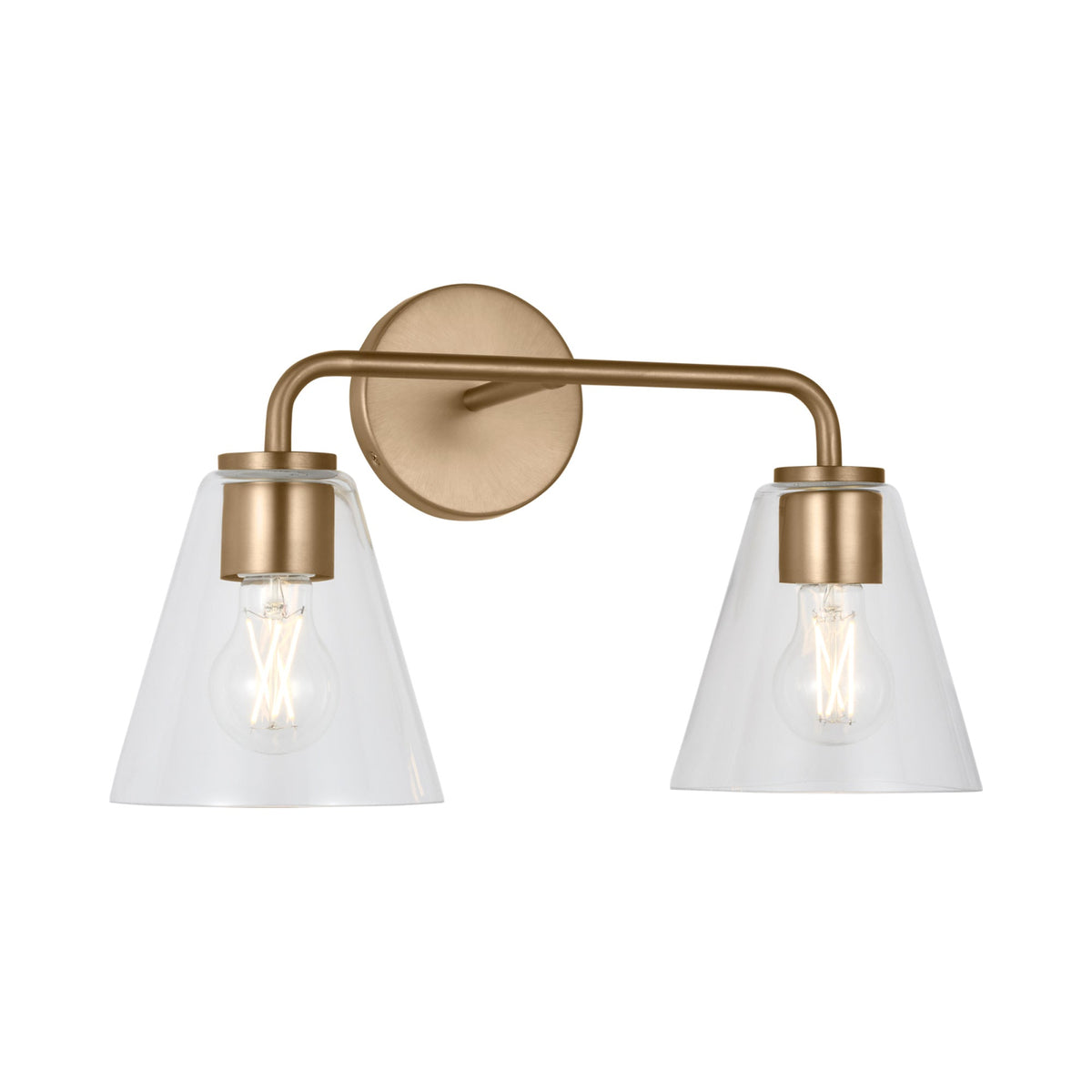 Senda Bath Vanity Light in Satin Brass/Clear Glass (2-Light).