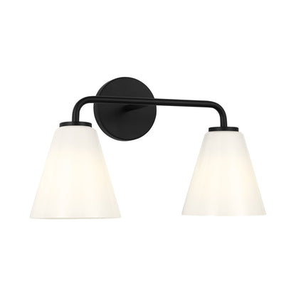 Senda Bath Vanity Light in Midnight Black/Milk Glass (2-Light).