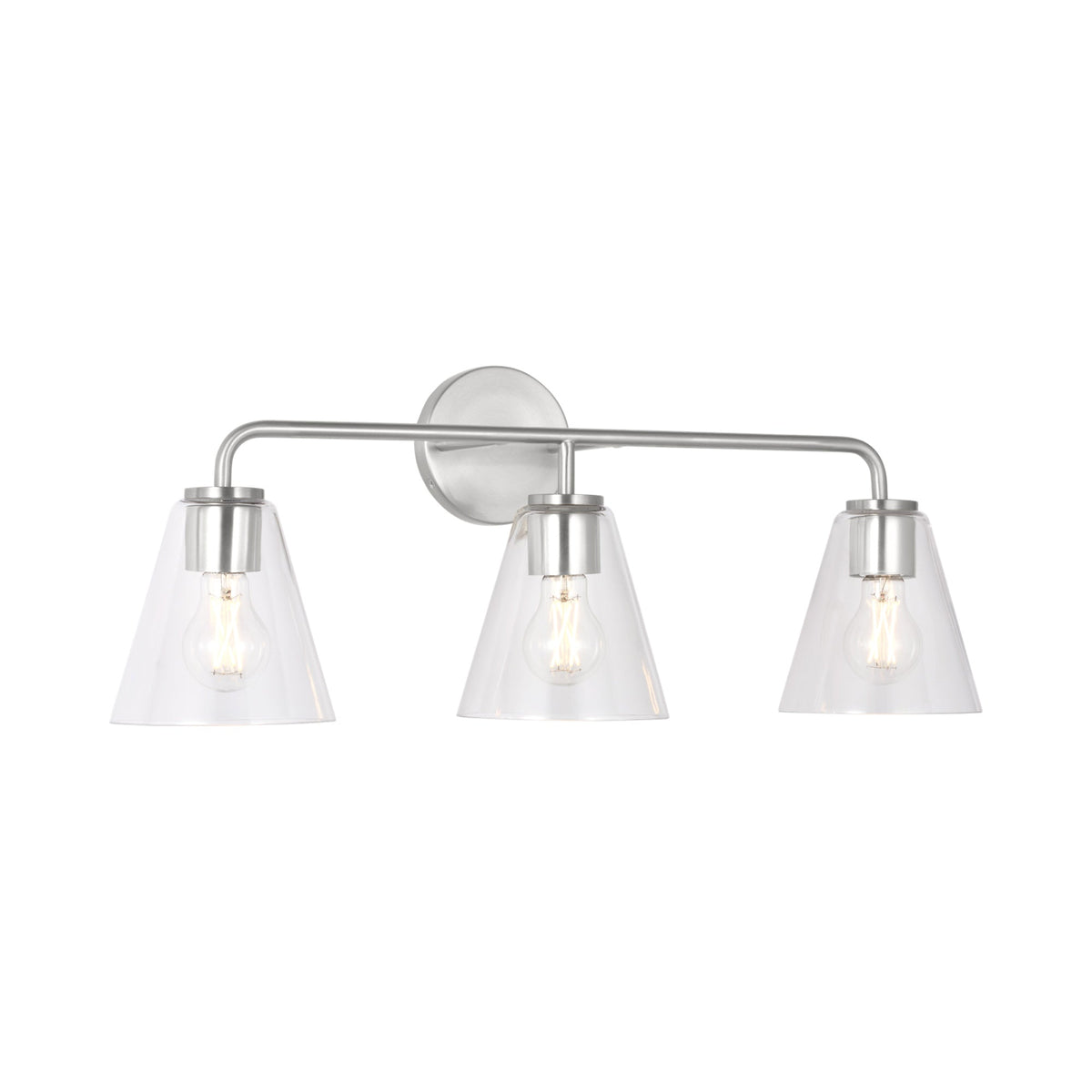 Senda Bath Vanity Light in Brushed Nickel/Clear Glass (3-Light).