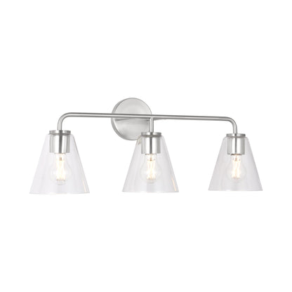 Senda Bath Vanity Light in Brushed Nickel/Clear Glass (3-Light).