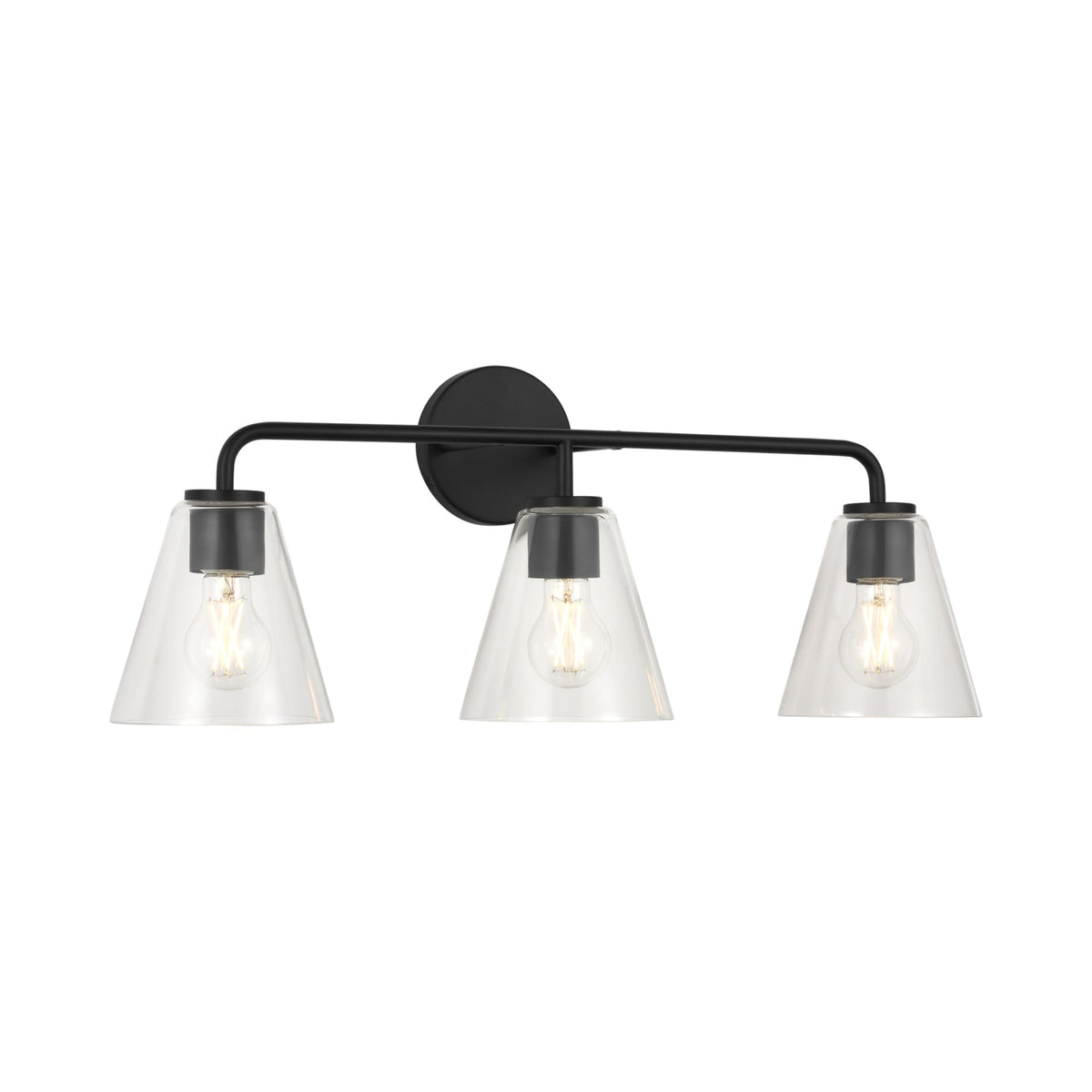 Senda Bath Vanity Light in Midnight Black/Clear Glass (3-Light).