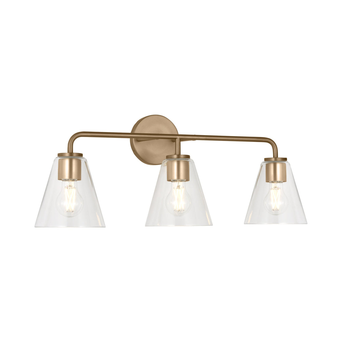 Senda Bath Vanity Light in Satin Brass/Clear Glass (3-Light).