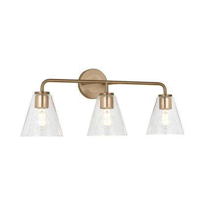 Senda Bath Vanity Light in Satin Brass/Clear Glass (3-Light).