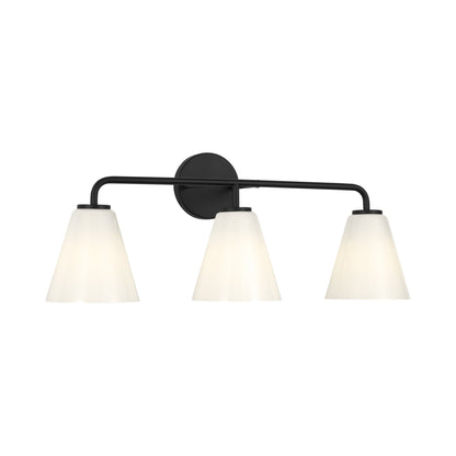 Senda Bath Vanity Light in Midnight Black/Milk Glass (3-Light).