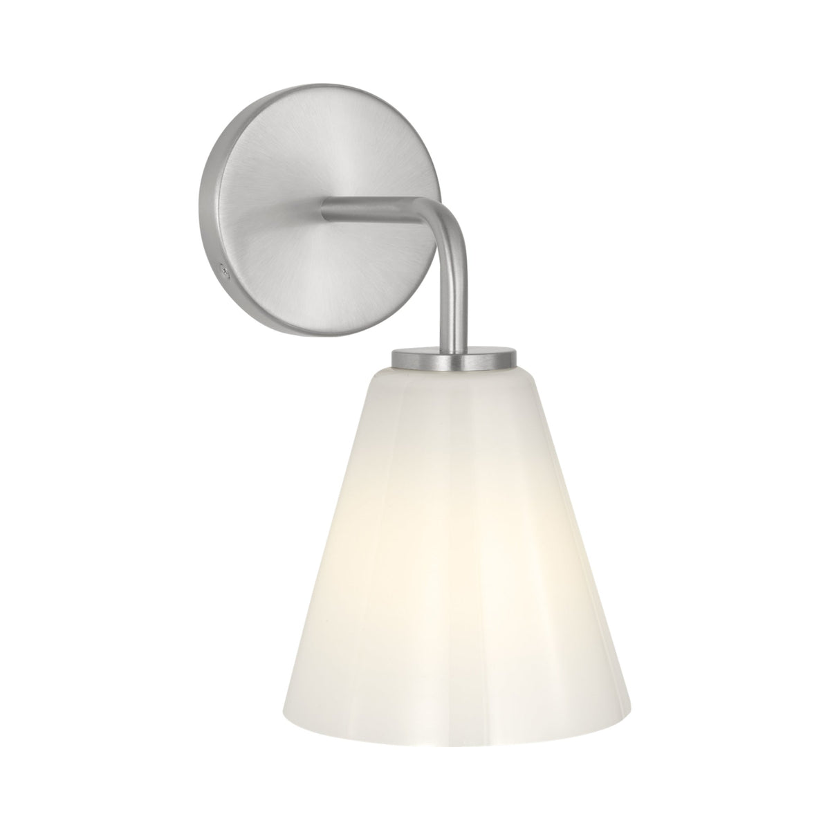 Senda Bath Wall Light in Brushed Nickel/Milk Glass.
