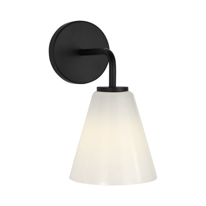 Senda Bath Wall Light in Midnight Black/Milk Glass.