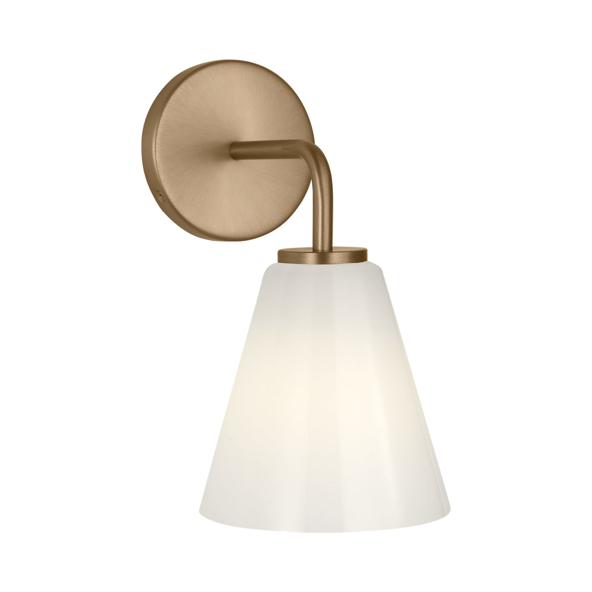 Senda Bath Wall Light in Satin Brass/Milk Glass.