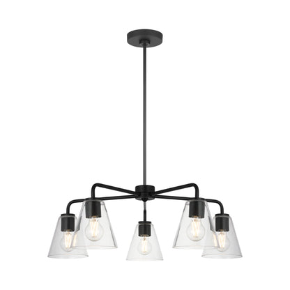 Senda Chandelier in Midnight Black/Clear Glass.