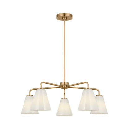 Senda Chandelier in Satin Brass/Milk Glass.