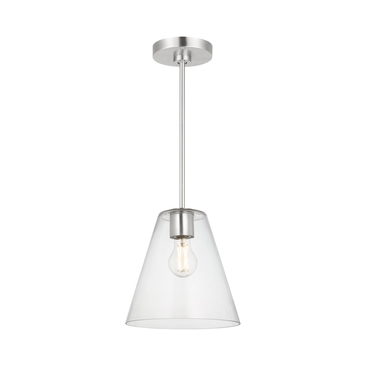 Senda Pendant Light in Brushed Nickel/Clear Glass.
