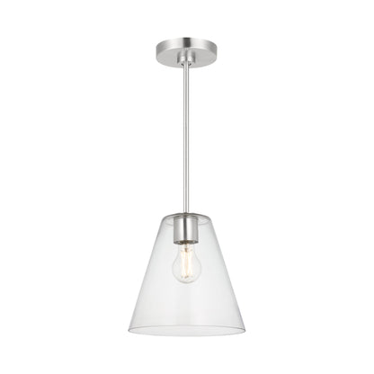 Senda Pendant Light in Brushed Nickel/Clear Glass.