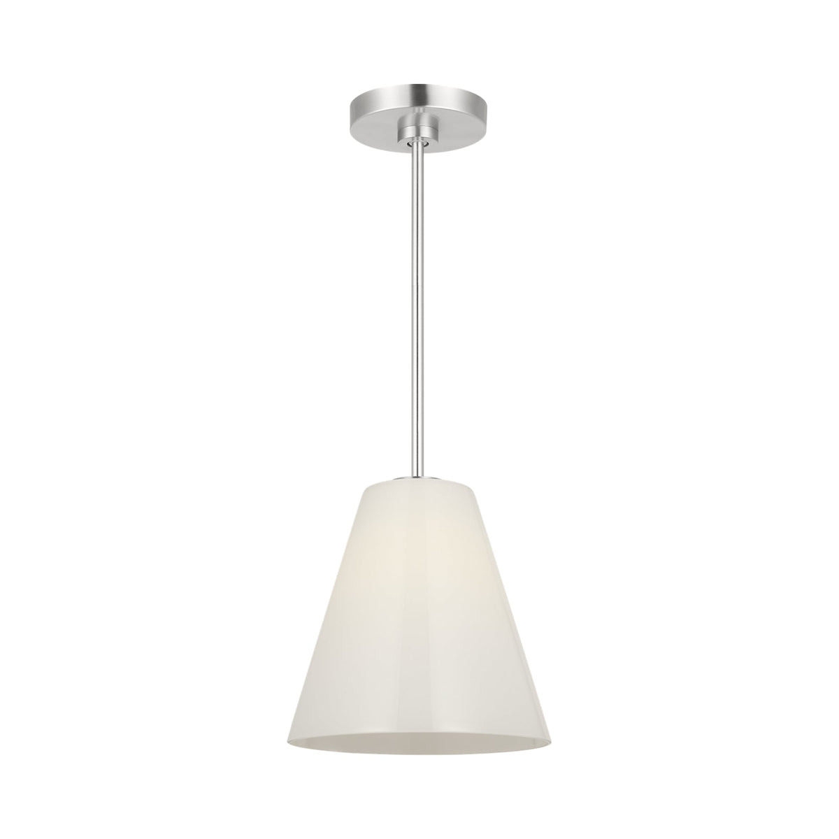 Senda Pendant Light in Brushed Nickel/Milk Glass.
