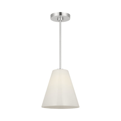 Senda Pendant Light in Brushed Nickel/Milk Glass.