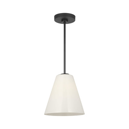 Senda Pendant Light in Midnight Black/Milk Glass.