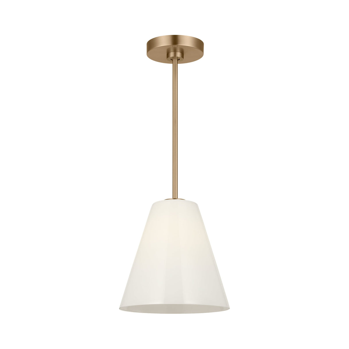 Senda Pendant Light in Satin Brass/Milk Glass.