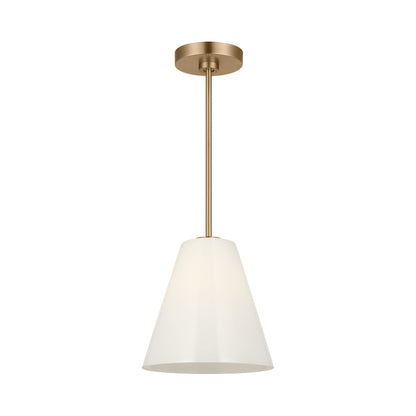 Senda Pendant Light in Satin Brass/Milk Glass.