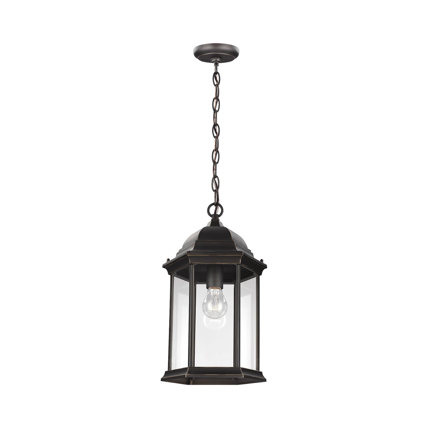 Sevier Outdoor Pendant Light in Antique Bronze/Clear.