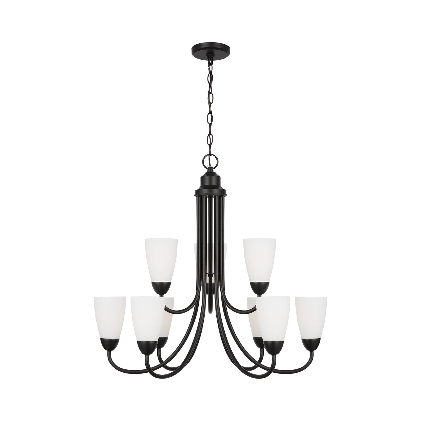 Seville Chandelier in Midnight Black (9-Light/Without Shade).