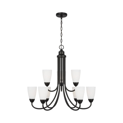 Seville Chandelier in Midnight Black (9-Light/Without Shade).