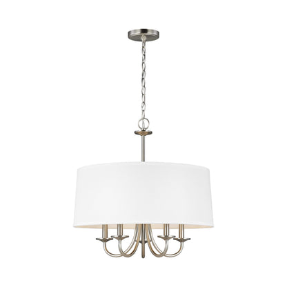 Seville Chandelier in Brushed Nickel (5-Light/With Shade).