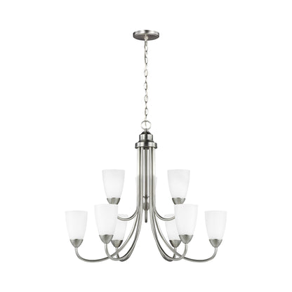 Seville Chandelier in Brushed Nickel (9-Light/Without Shade).