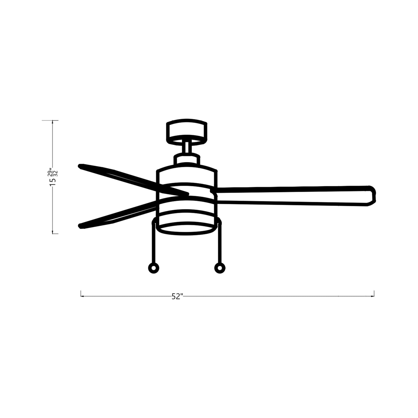 Syrus LED Ceiling Fan - line drawing.