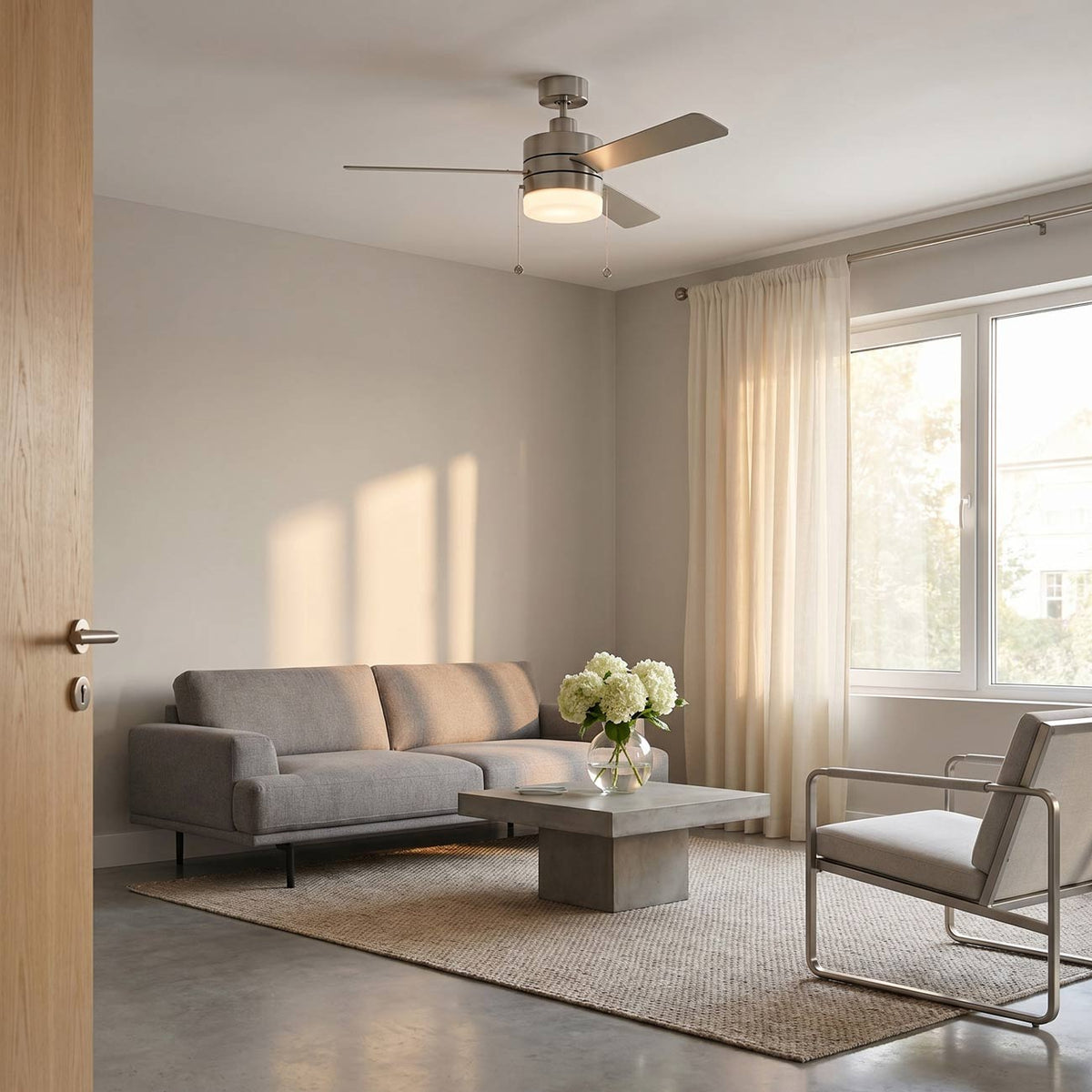Syrus LED Ceiling Fan in living room.