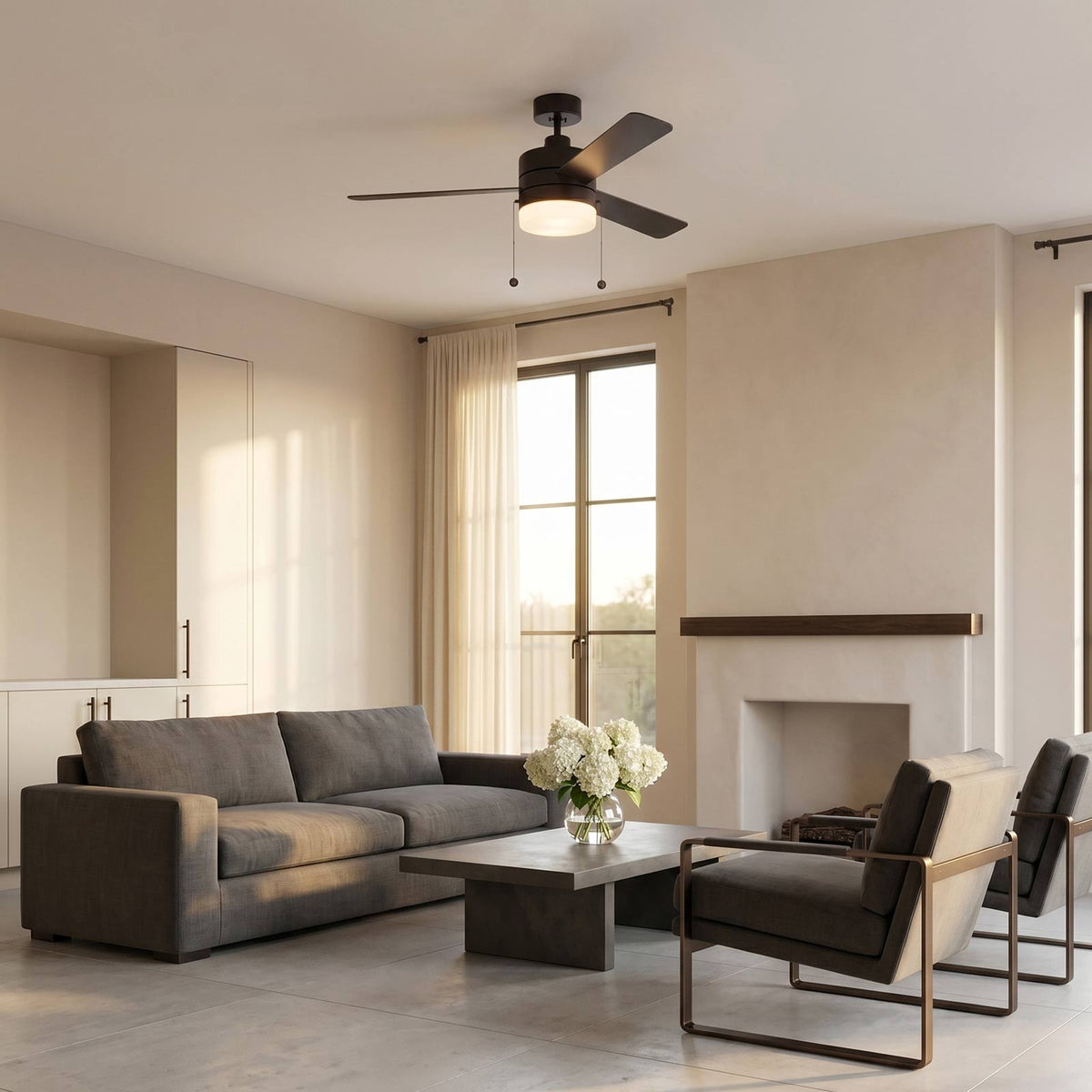 Syrus LED Ceiling Fan in living room.