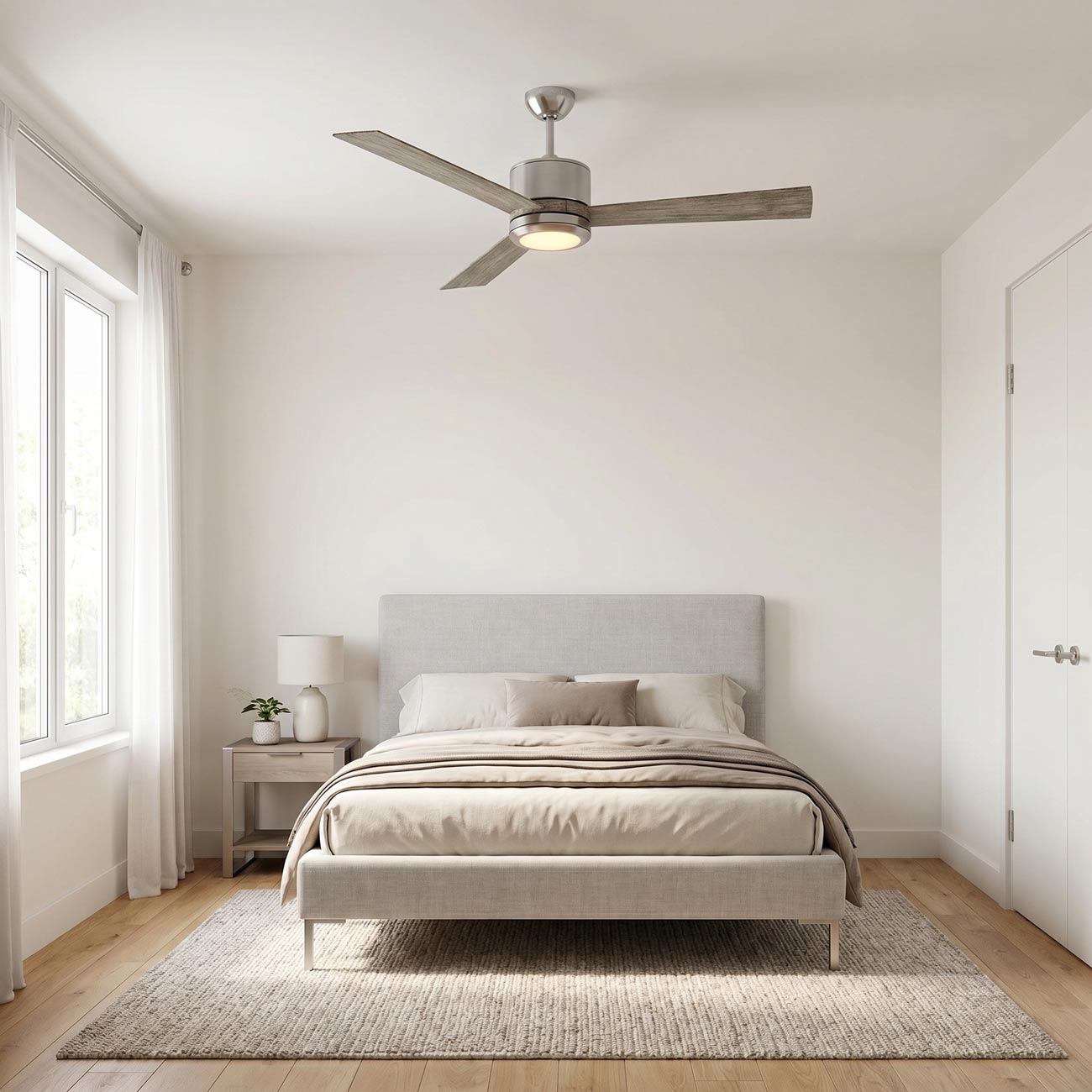Vision LED Ceiling Fan in bedroom.
