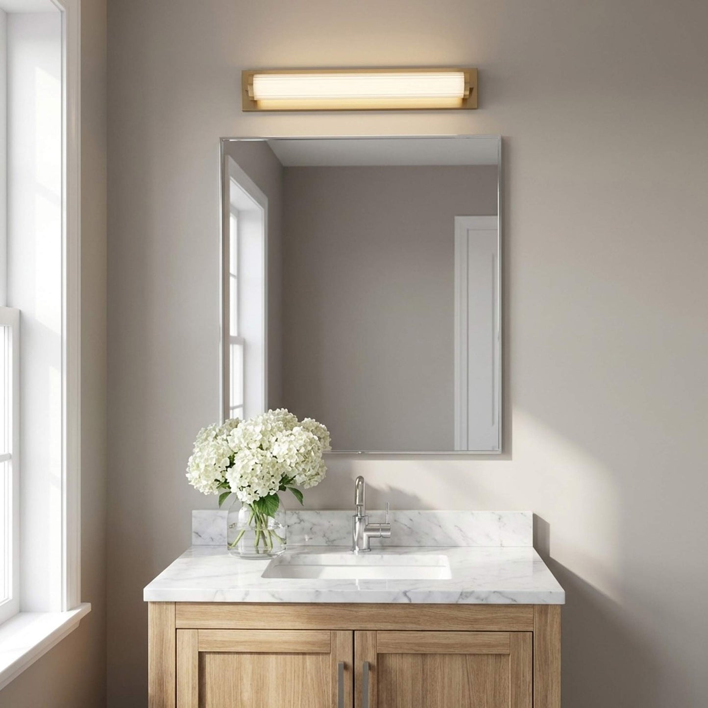 Weston LED Bath Vanity Light in bathroom.