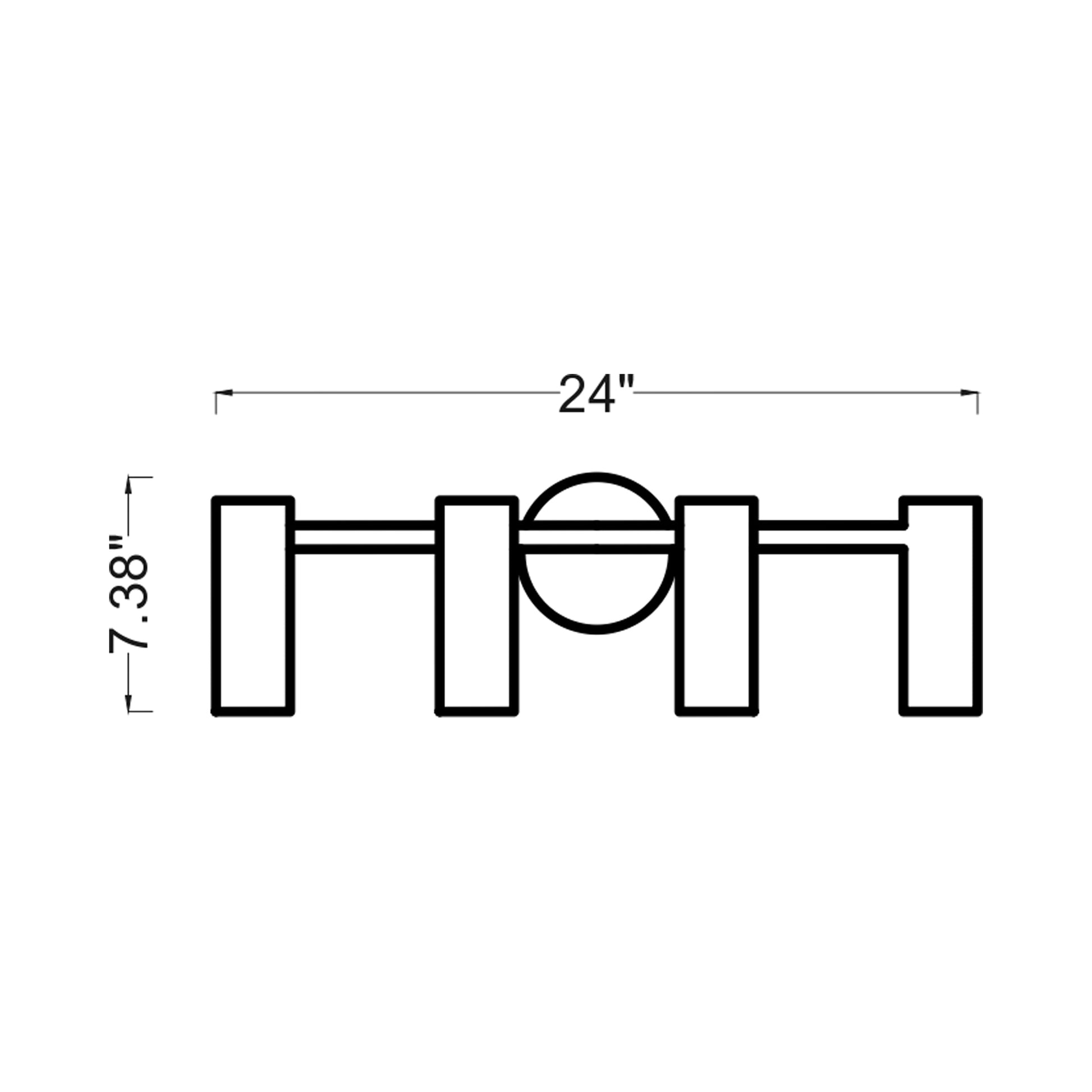 Zentro Bath Vanity Light - line drawing.